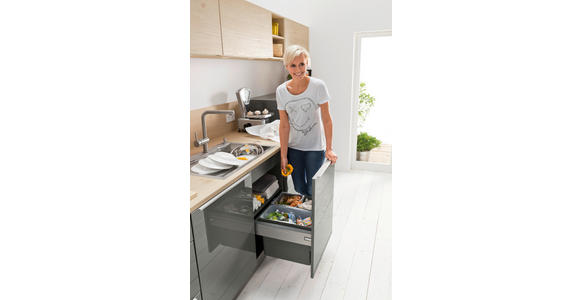 EINBAUKÜCHE - Eichefarben/Grau, Design, Holzwerkstoff - Dieter Knoll