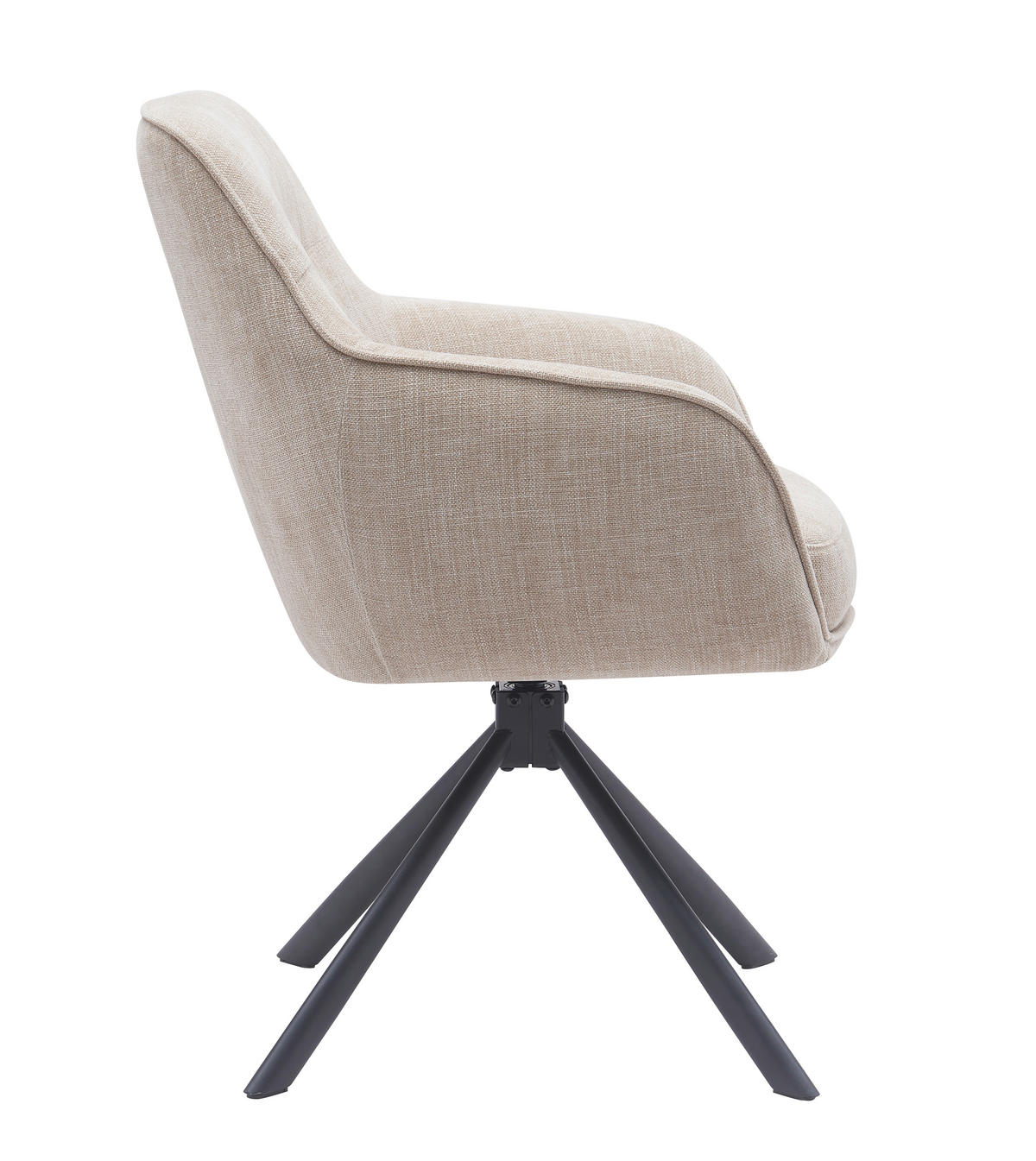 STOL MED ARMSTÖD SET 2 styck 360° vridbar sits, automatisk funktion för återhämtning, stoppade armstöd chenille  - beige/svart, Basics, metall/textil (59/87/65cm) - Livetastic