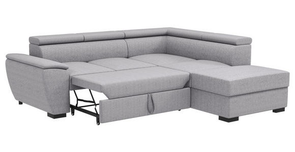 ECKSOFA  in Flachgewebe Grau  - Schwarz/Grau, KONVENTIONELL, Kunststoff/Textil (266/220cm) - Carryhome