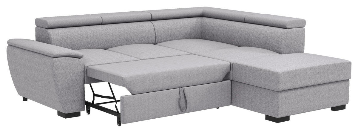 ECKSOFA Grau Flachgewebe  - Schwarz/Grau, KONVENTIONELL, Kunststoff/Textil (266/220cm) - Carryhome