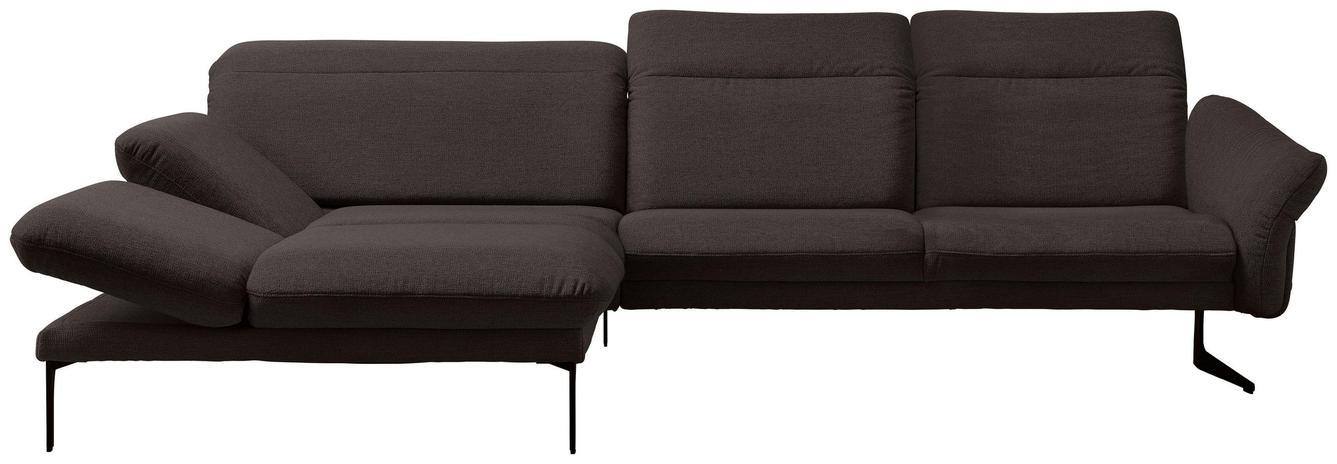 ECKSOFA in Webstoff Dunkelbraun  - Anthrazit/Dunkelbraun, Design, Textil/Metall (203/299cm) - Himolla