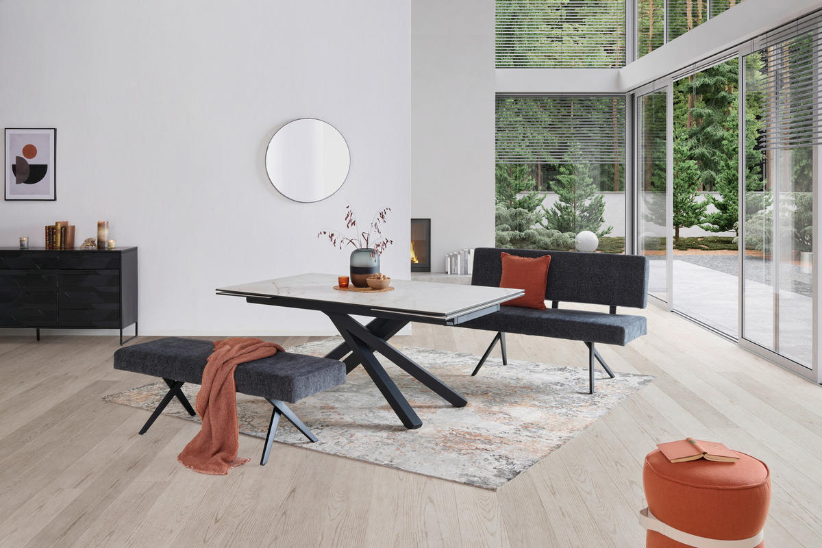 SITZBANK Metall, Textil Dunkelgrau  - Dunkelgrau/Schwarz, Konventionell, Textil/Metall (140/90/62cm) - MID.YOU