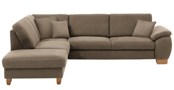 ECKSOFA in Mikrofaser Hellbraun  236/286 cm  - Wildeiche/Hellbraun, KONVENTIONELL, Holz/Textil (236/286cm) - Voleo