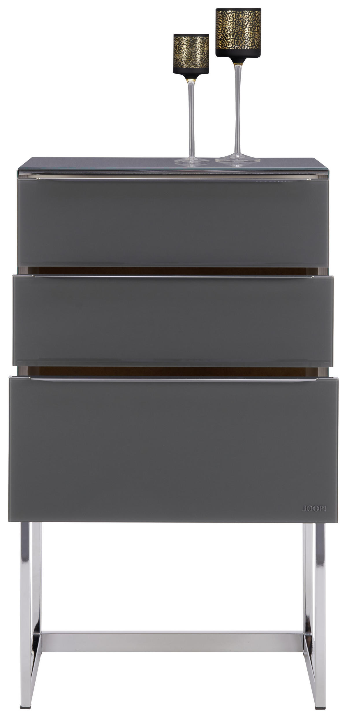 KOMMODE  in 58/104,5/40 cm  - Chromfarben/Dunkelgrau, Design, Glas/Holzwerkstoff (58/104,5/40cm) - Joop!