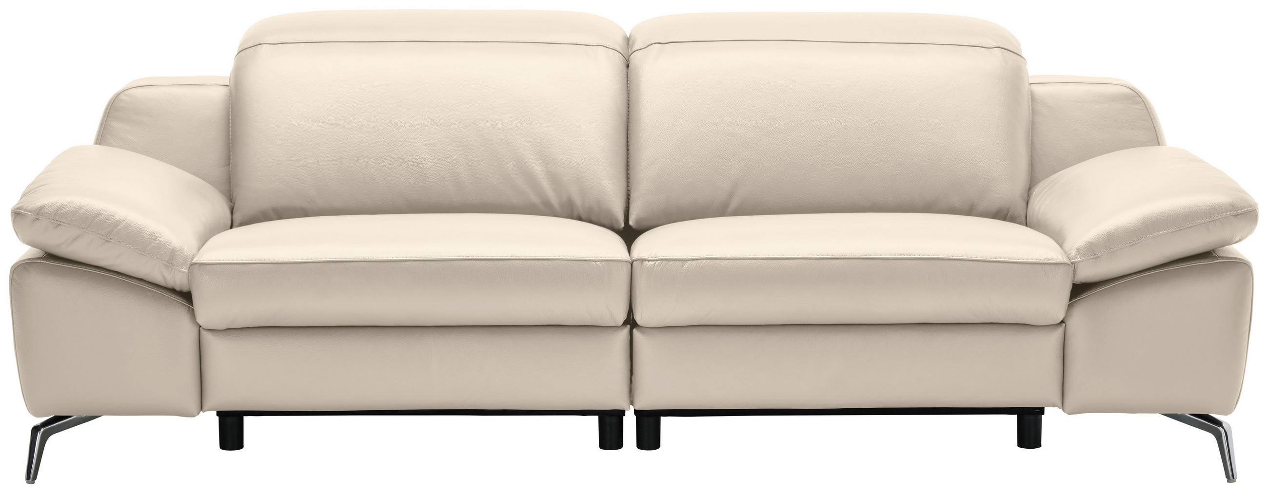 3-SITZER-SOFA Echtleder Beige  - Chromfarben/Beige, Design, Leder/Kunststoff (234/83-99/110cm) - Celina Home