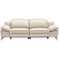 3-SITZER-SOFA Echtleder Beige  - Chromfarben/Beige, Design, Leder/Kunststoff (234/83-99/110cm) - Celina Home