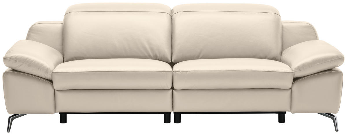 3-SITZER-SOFA Echtleder Beige  - Chromfarben/Beige, Design, Leder/Kunststoff (234/83-99/110cm) - Celina Home