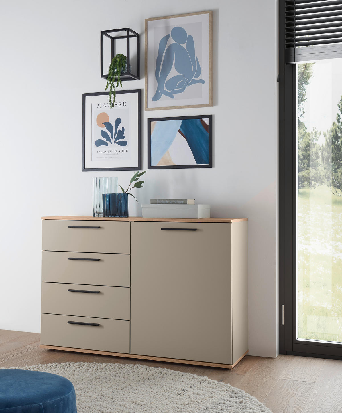 SIDEBOARD  120/82,5/46 cm 4 Schublade(n)  - Taupe/Eichefarben, Design, Holzwerkstoff/Metall (120/82,5/46cm) - Dieter Knoll