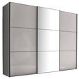 SCHWEBETÜRENSCHRANK 249/222/68 cm 3-türig Anthrazit, Schwarz, Hellgrau  - Anthrazit/Hellgrau, MODERN, Glas/Holzwerkstoff (249/222/68cm) - Moderano