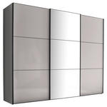 SCHWEBETÜRENSCHRANK 249/222/68 cm 3-türig Anthrazit, Schwarz, Hellgrau  - Anthrazit/Hellgrau, MODERN, Glas/Holzwerkstoff (249/222/68cm) - Moderano
