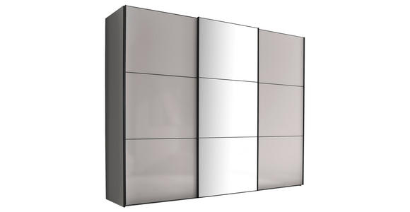 SCHWEBETÜRENSCHRANK 249/222/68 cm 3-türig Anthrazit, Schwarz, Hellgrau - Anthrazit/Hellgrau, MODERN, Glas/Holzwerkstoff (249/222/68cm) - Moderano
