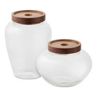 FÖRVARINGSBURKAR SET 2 delar  - akaciefärgad/transparent, Basics, trä/glas