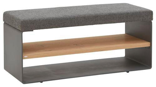 GARDEROBENBANK Webstoff Wildeiche furniert, mehrschichtige Massivholzplatte (Tischlerplatte) Anthrazit, Grau, Eichefarben - Eichefarben/Anthrazit, Natur, Holz/Textil (96/44/39cm) - Voglauer