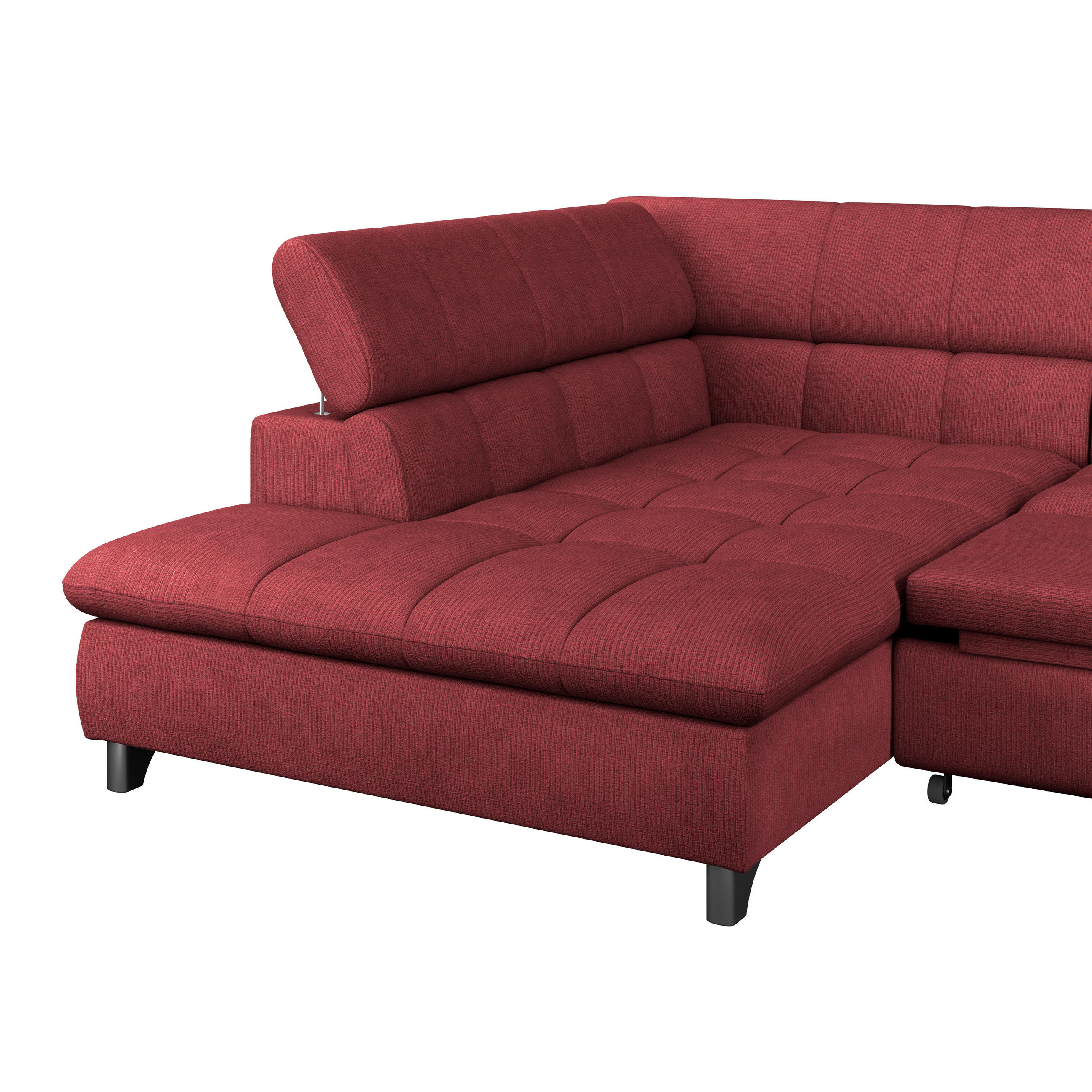 ECKSOFA Bordeaux Chenille  - Chromfarben/Bordeaux, KONVENTIONELL, Textil/Metall (234/312cm) - Livetastic