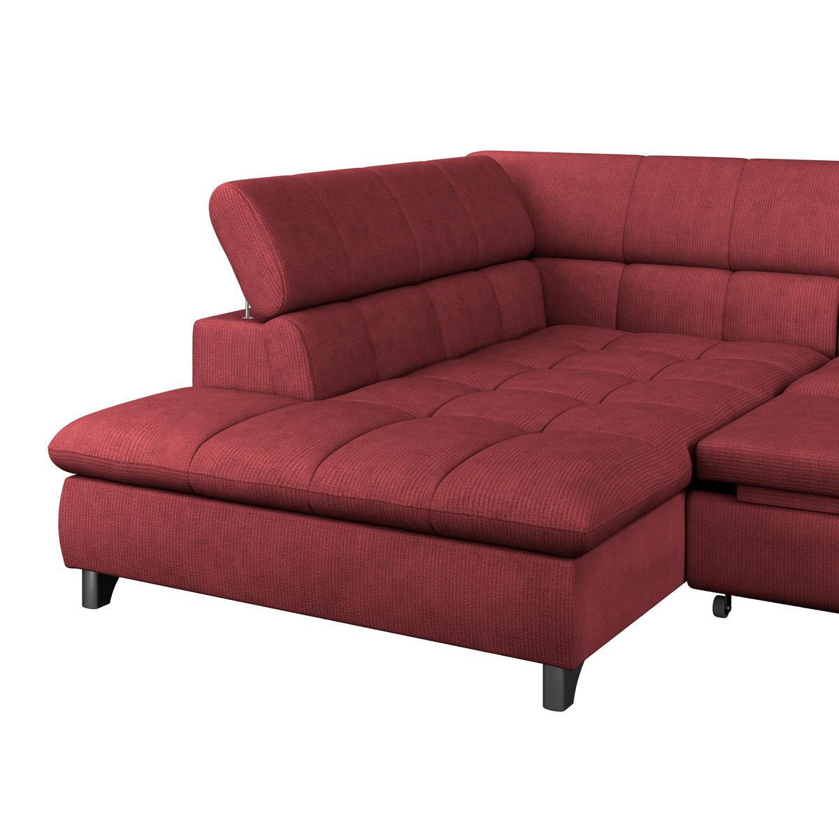 ECKSOFA Bordeaux Chenille  - Chromfarben/Bordeaux, KONVENTIONELL, Textil/Metall (234/312cm) - Livetastic