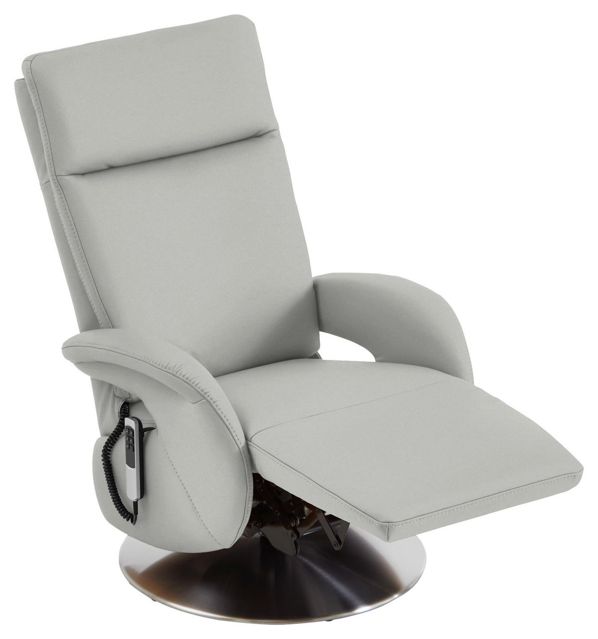RELAXSESSEL in Leder Silberfarben  - Edelstahlfarben/Silberfarben, Design, Leder/Metall (70/108/80cm) - Cantus