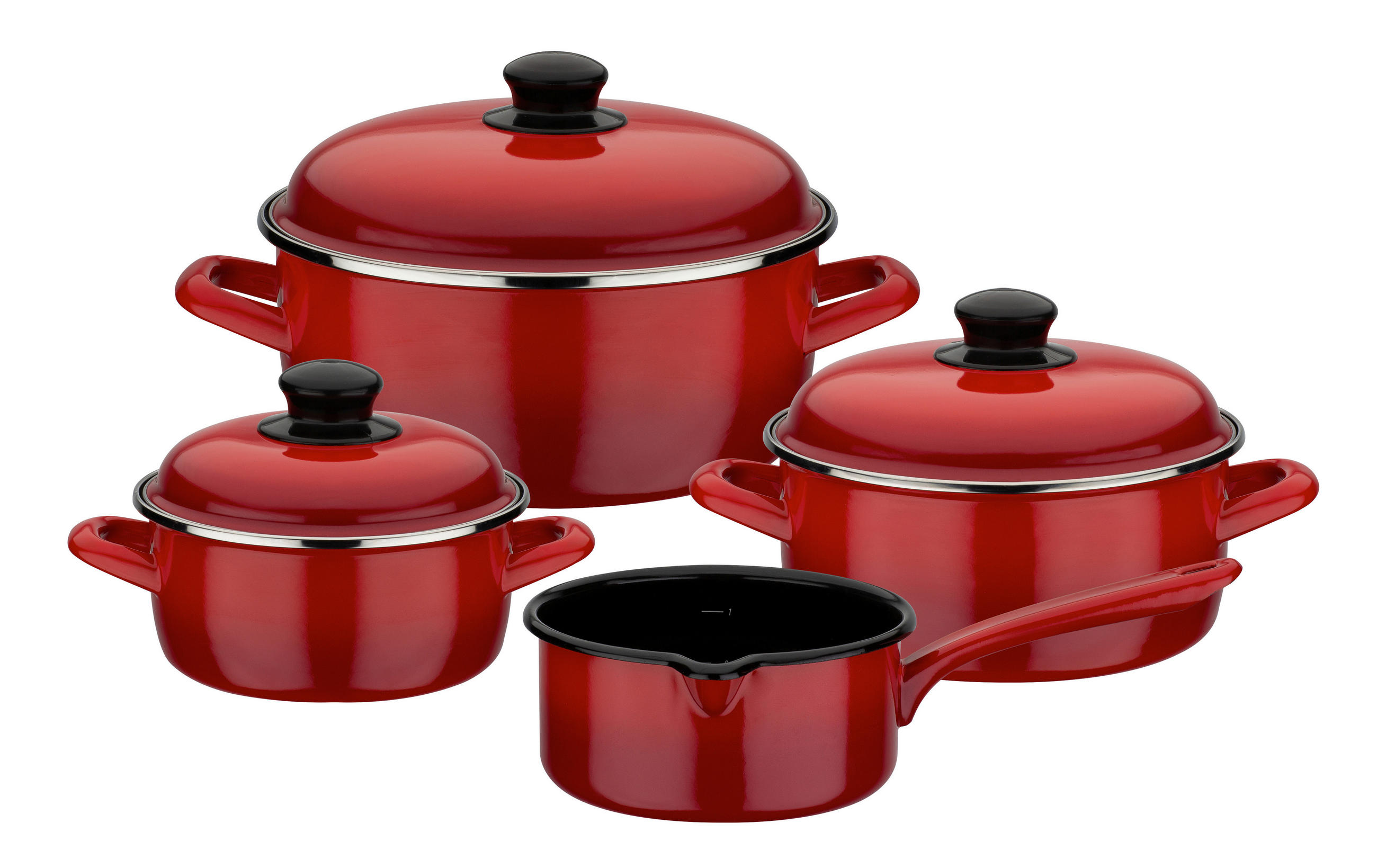 KOCHTOPFSET Red Shadow 4-teilig  - Rot, Basics, Metall - GSW