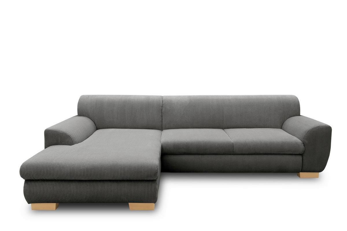 ECKSCHLAFSOFA NIKA Grau Webstoff  - Silberfarben/Grau, Basics, Holz/Textil (277/156cm) - MID.YOU