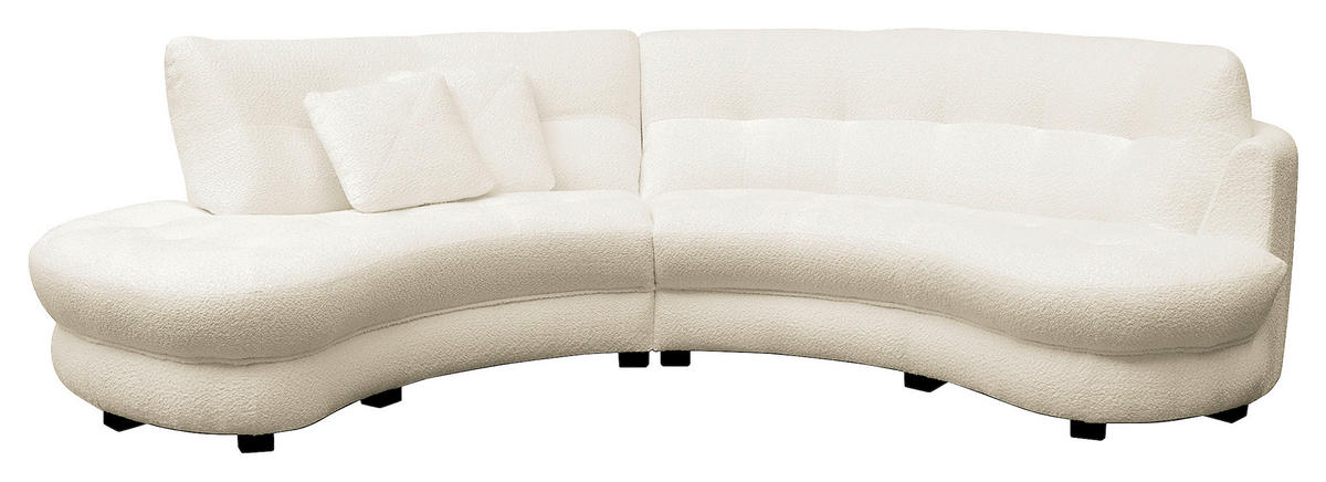 ECKSOFA in Bouclé Weiss  - Weiss/Schwarz, Design, Kunststoff/Textil (113/300cm) - Livetastic