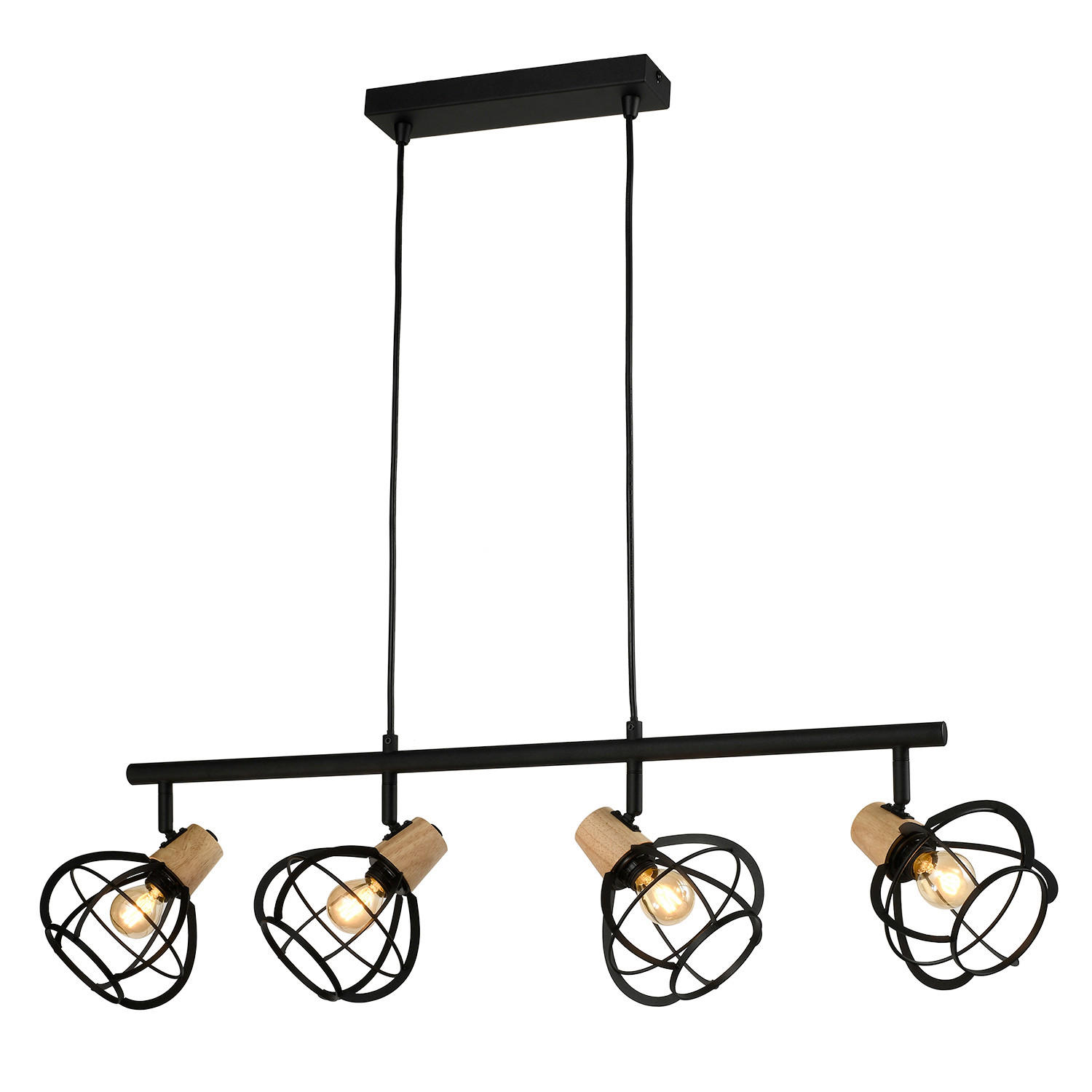 HÄNGELEUCHTE 92/15/150 cm  - Schwarz/Akaziefarben, Design, Metall (92/15/150cm)