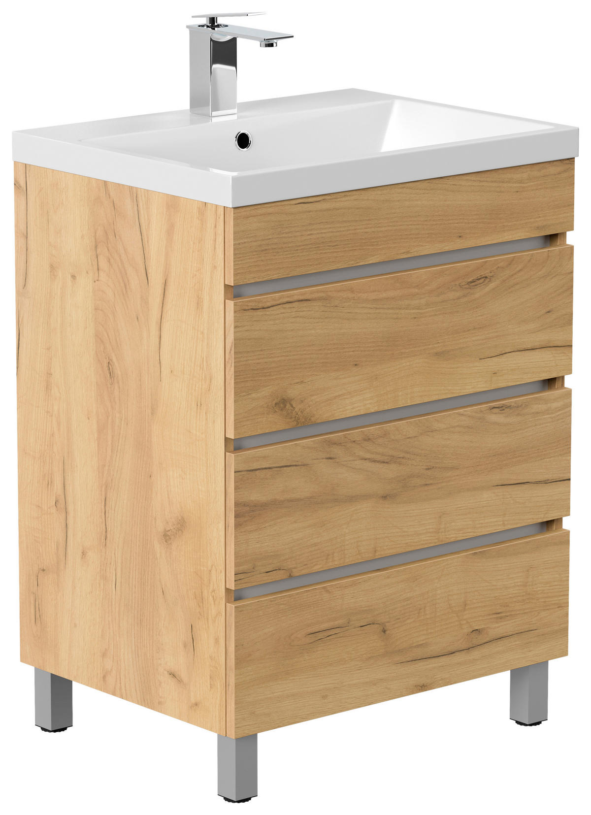 WASCHTISCHKOMBI 70 cm  - Eichefarben/Weiß, Basics, Holzwerkstoff/Stein (70cm) - MID.YOU