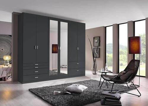 DREHTÜRENSCHRANK 271/210/54 cm Grau  - Alufarben/Grau, Basics, Glas/Holzwerkstoff (271/210/54cm) - Xora