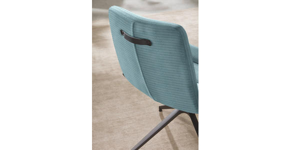 ARMLEHNSTUHL  in Cord  - Schwarz/Hellblau, Design, Textil/Metall (61/88/66cm) - Dieter Knoll