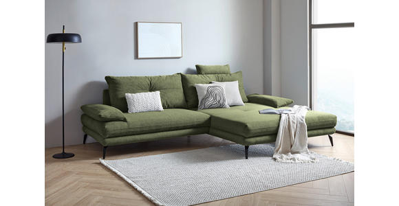 ECKSOFA in Flachgewebe Dunkelgrün  - Dunkelgrün/Schwarz, KONVENTIONELL, Textil/Metall (294/176cm) - Carryhome