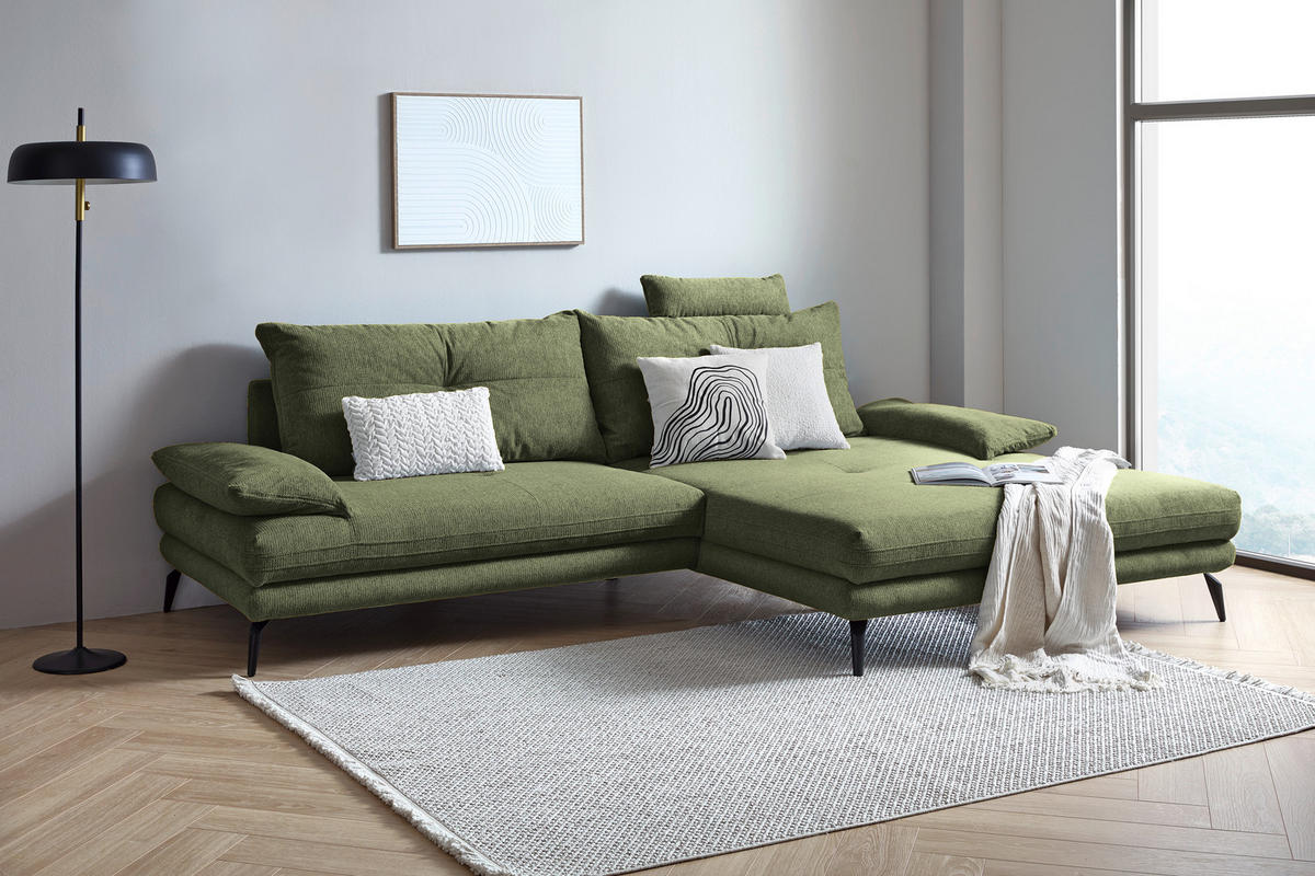 HÖRNSOFFA i flatväv mörkgrön  - svart/mörkgrön, Klassisk, metall/textil (294/176cm) - MID.YOU