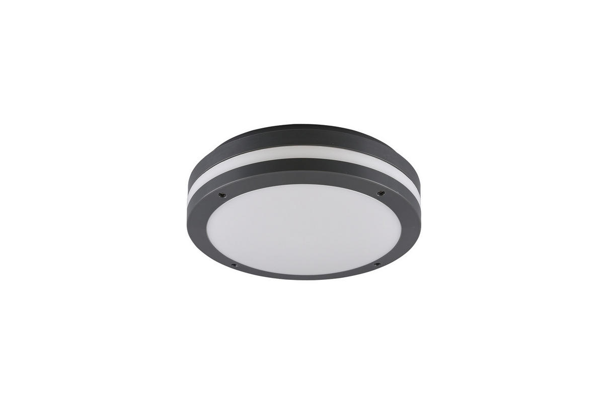 AUßENDECKENLEUCHTE KENDAL 30/9 cm  - Anthrazit/Weiß, Design, Kunststoff (30/9cm)