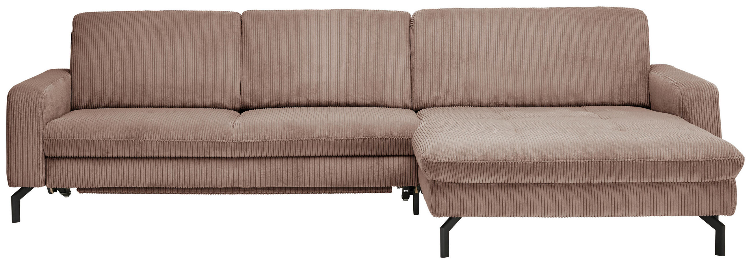 ECKSOFA Altrosa Cord  - Schwarz/Altrosa, Design, Textil/Metall (302/178cm) - Carryhome