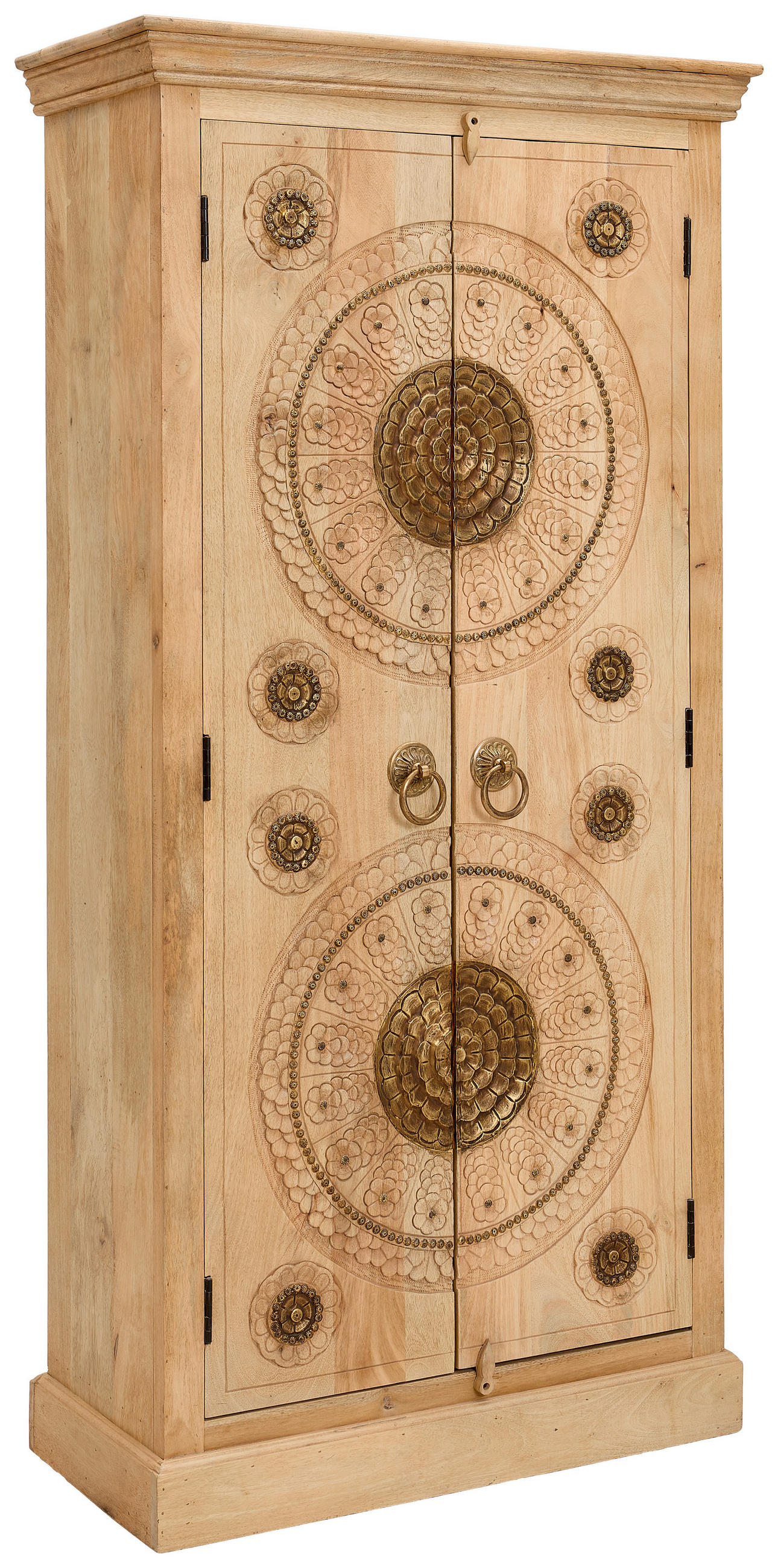 Milino Mehrzweckschrank Natur, Messing 89x180x40 cm