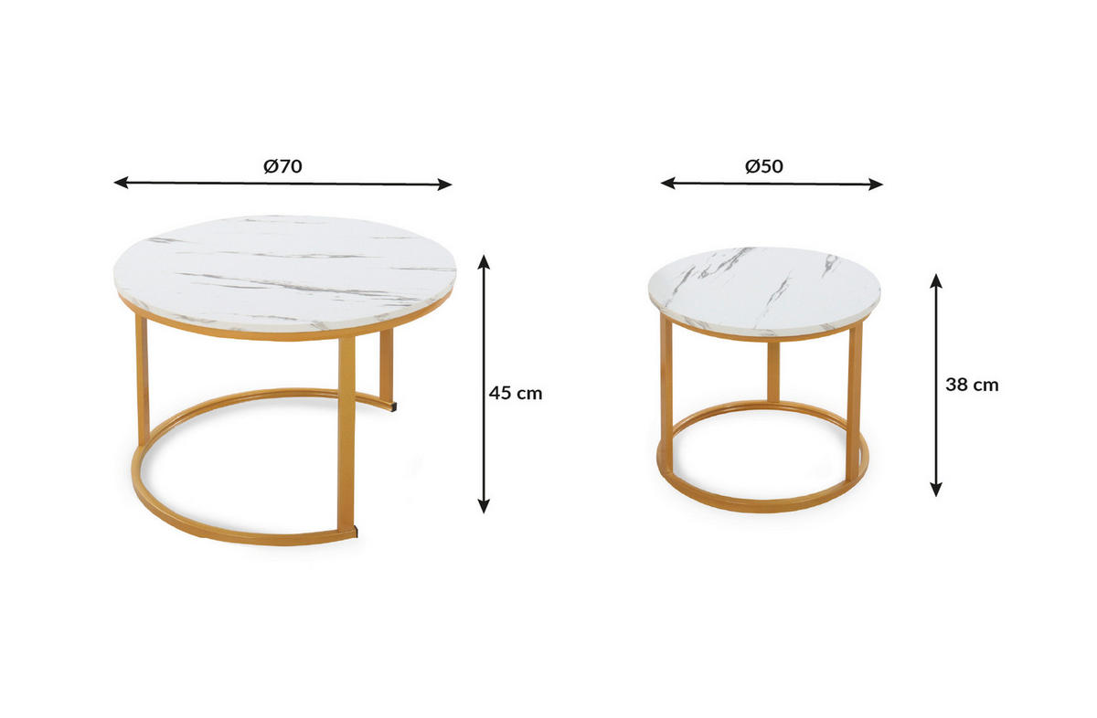 SET KLUB STOLIĆA višebojno, bijela, zlatne boje  metal, drvni materijal  - bijela/višebojno, Design, drvni materijal/metal (50-70/50-70/38-45cm) - MID.YOU