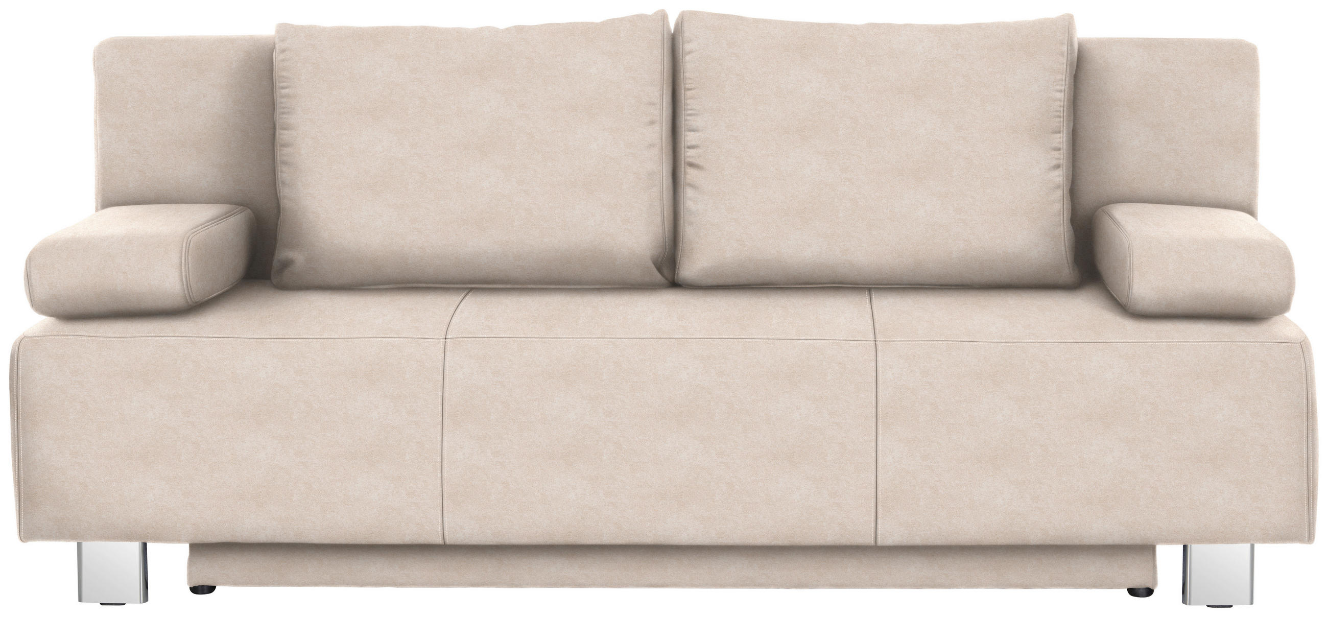 SCHLAFSOFA in Flachgewebe Sandfarben  - Sandfarben/Chromfarben, Design, Textil/Metall (197/88/89cm) - Xora
