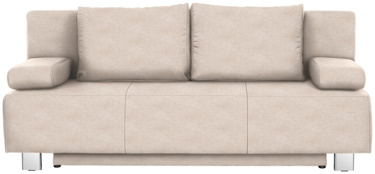 SCHLAFSOFA in Flachgewebe Sandfarben  - Sandfarben/Chromfarben, Design, Textil/Metall (197/88/89cm) - Xora
