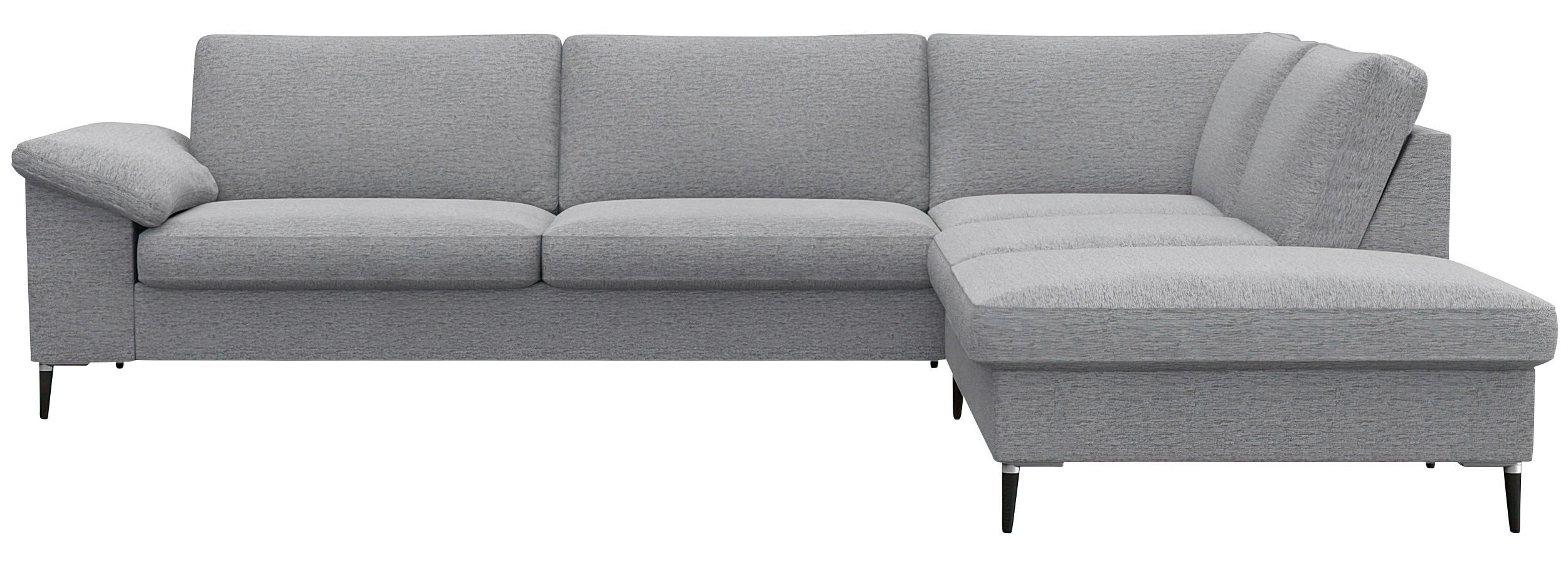 ECKSOFA Hellgrau Chenille, Webstoff, Flachgewebe  - Hellgrau/Alufarben, Design, Textil/Metall (279/225cm) - Livetastic