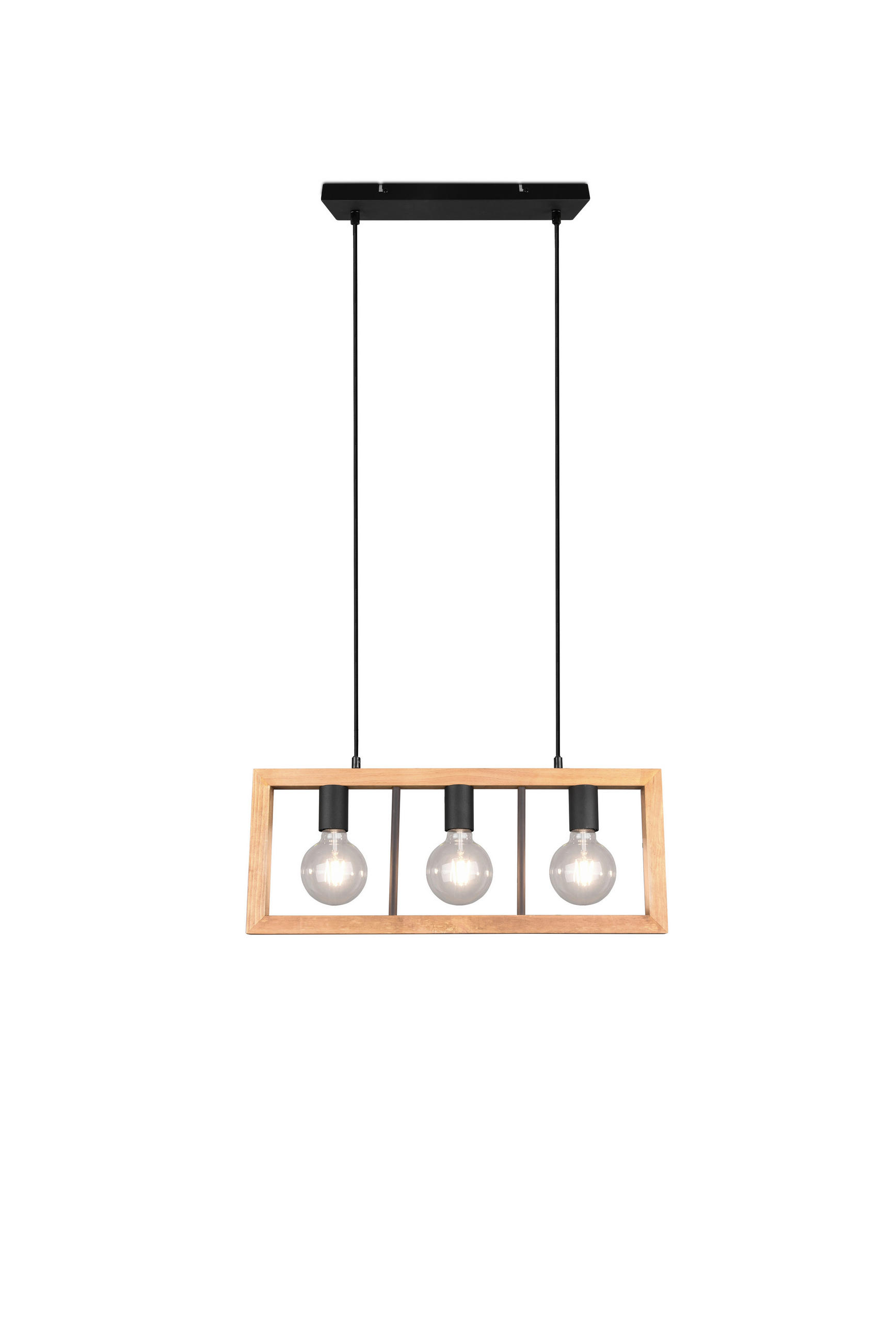 PENDELLAMPA Agra 60/150/8,5 cm  - brun/svart, Natur, metall/trä (60/150/8,5cm) - Trio Leuchten