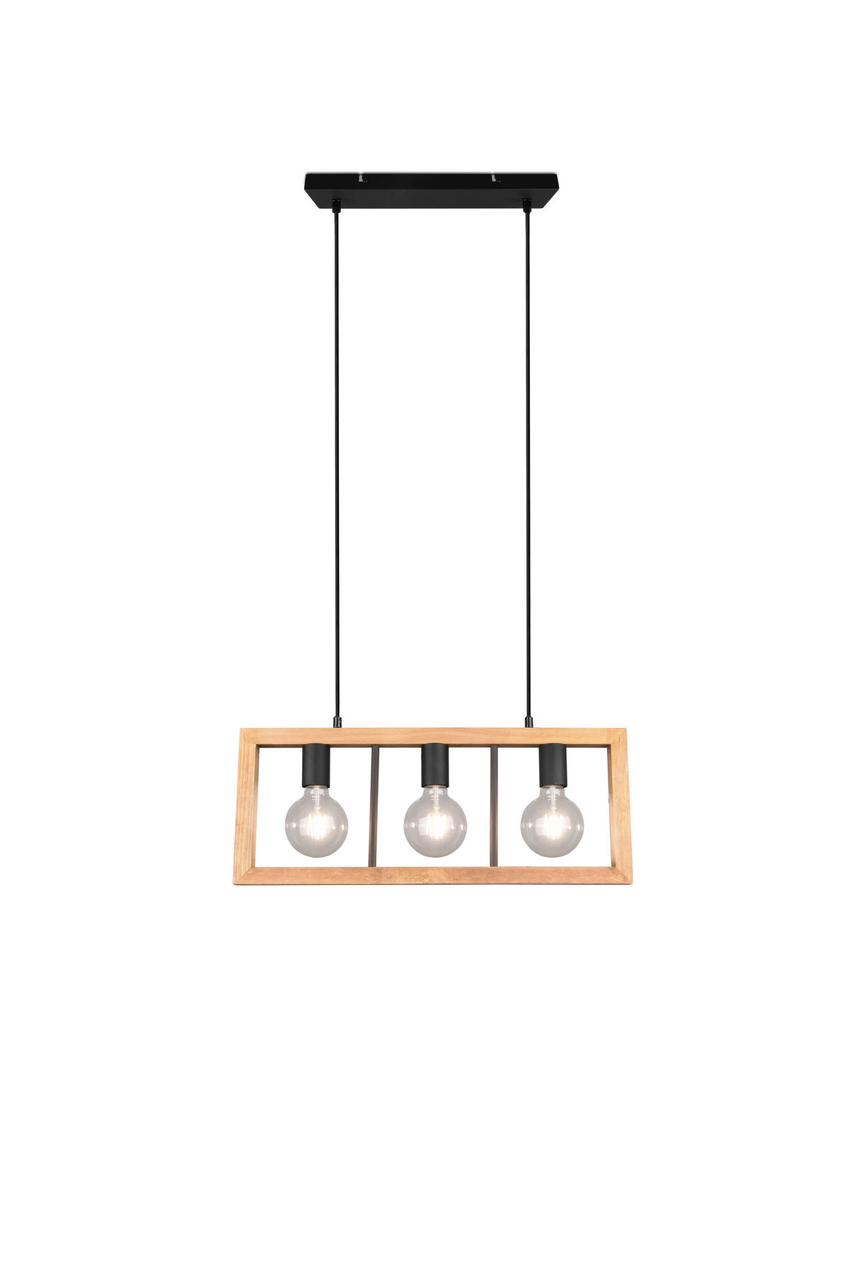PENDELLAMPA Agra 60/150/8,5 cm  - brun/svart, Natur, metall/trä (60/150/8,5cm) - Trio Leuchten