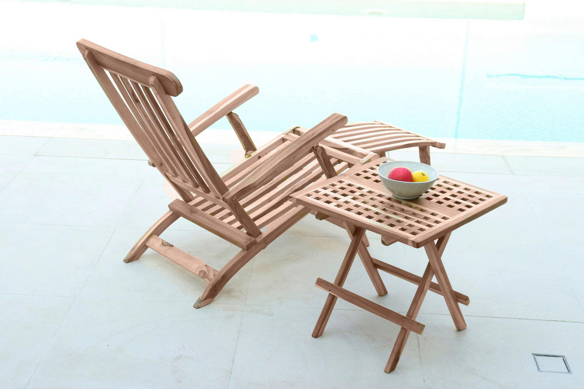 GARTENKLAPPSTUHL Teakholz Naturfarben  - Naturfarben, Design, Holz (58,5/87/149cm) - Livetastic