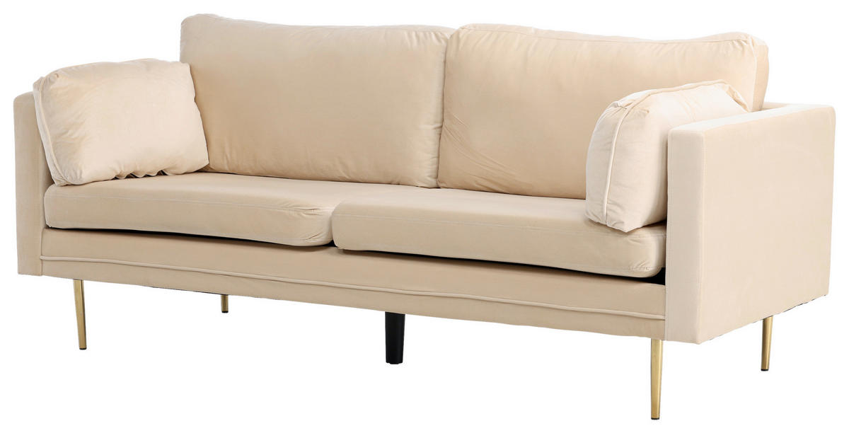 2-SITS SOFFA i metall, textil guldfärgad, beige  - beige/guldfärgad, Design, metall/textil (203/84/90cm) - Livetastic