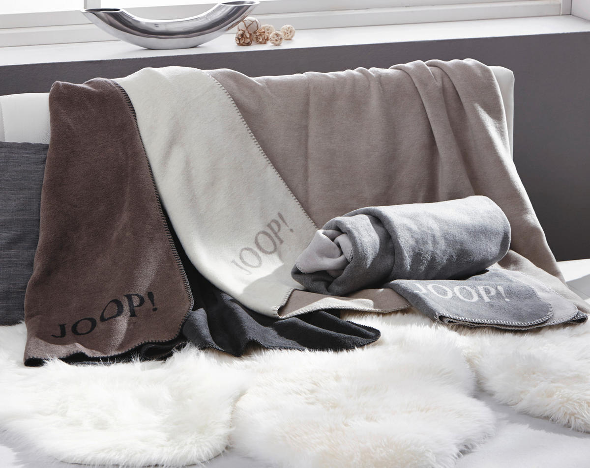 WOHNDECKE Uni Doubleface 150/200 cm  - Hellgrau/Graphitfarben, Basics, Textil (150/200cm) - Joop!