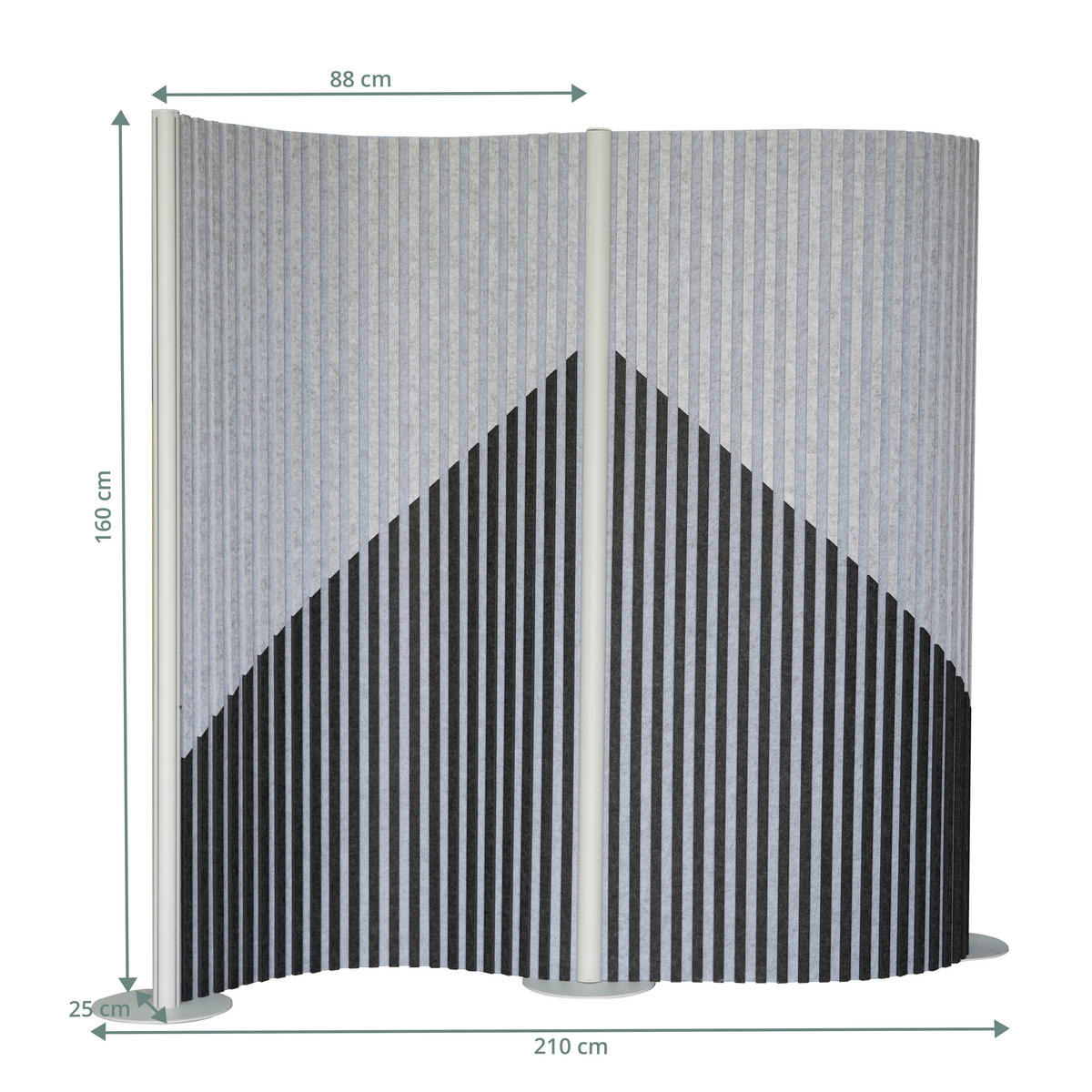 TRENNWAND  in Hellgrau, Dunkelgrau  - Dunkelgrau/Hellgrau, Design, Kunststoff/Textil (210/160/25cm) - MID.YOU