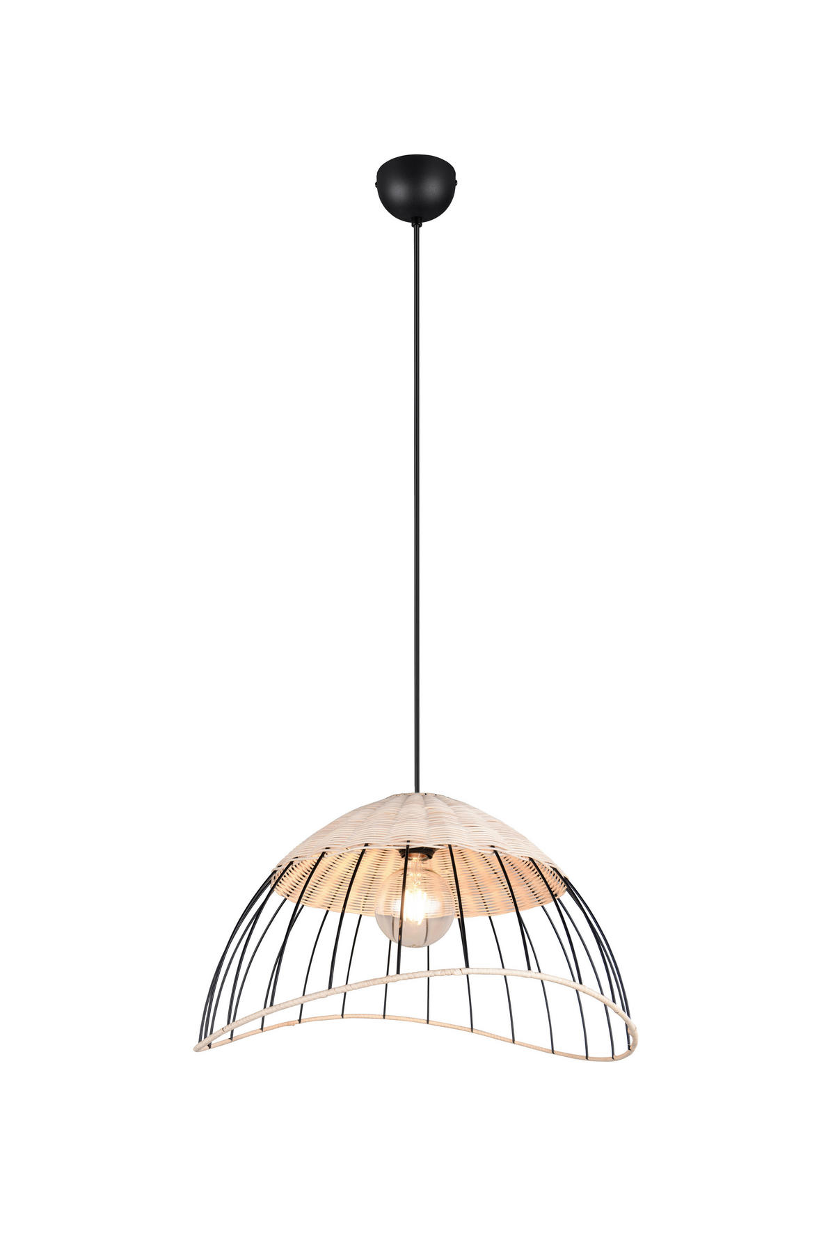 HÄNGELEUCHTE 48/150 cm    - Schwarz/Naturfarben, Design, Holz/Metall (48/150cm)