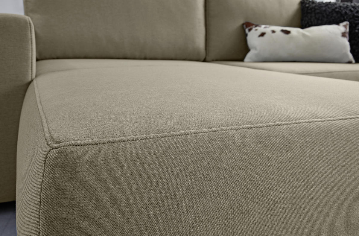 ECKSOFA in Webstoff Schlammfarben  160/242 cm  - Schlammfarben/Schwarz, Design, Kunststoff/Textil (160/242cm) - LOOKS by W.Joop