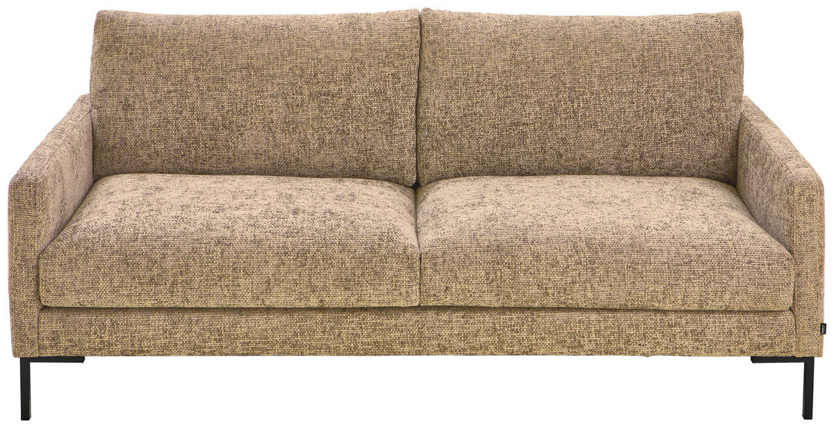 3-SITZER-SOFA  in Webstoff Taupe  - Taupe/Schwarz, KONVENTIONELL, Textil/Metall (196/78/90cm) - Hom`in
