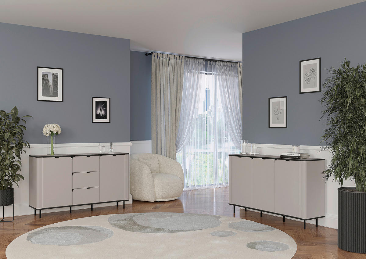 SIDEBOARD  in 136,8/82/35,2 cm  - Kaschmir/Schwarz, MODERN, Holzwerkstoff/Kunststoff (136,8/82/35,2cm) - Carryhome