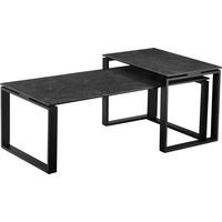 COUCHTISCHSET ESG, Klarglas rechteckig Schwarz, Dunkelgrau  - Dunkelgrau/Schwarz, Design, Glas/Keramik - Hom`in
