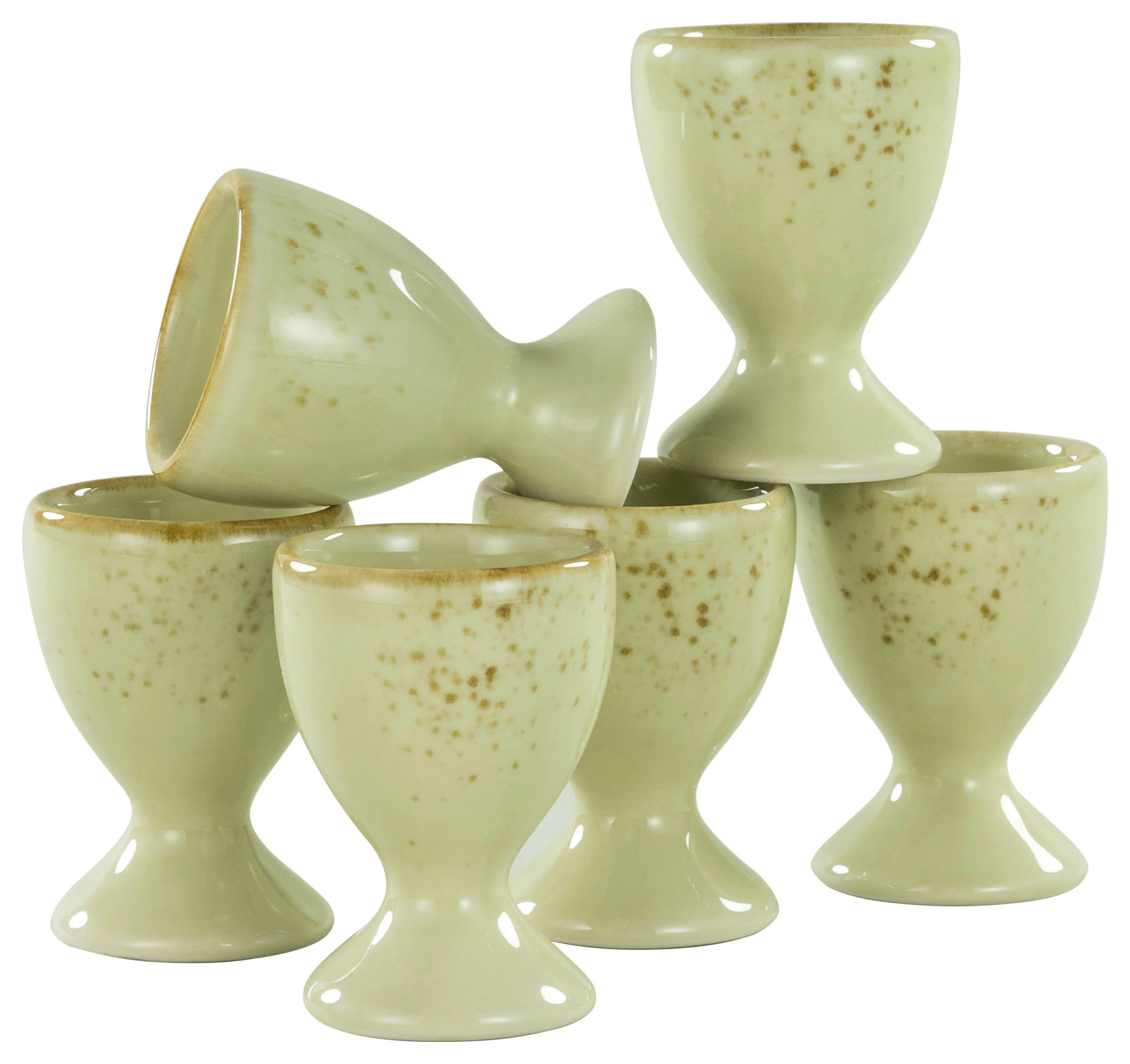 EIERBECHERSET Keramik Steinzeug 6-teilig  - Salbeigrün, Trend, Keramik (5,5cm) - Creatable