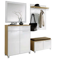 GARDEROBE 5-teilig  in 175/195/40 cm  - Hellbraun/Weiss, Design, Glas/Holz (175/195/40cm)