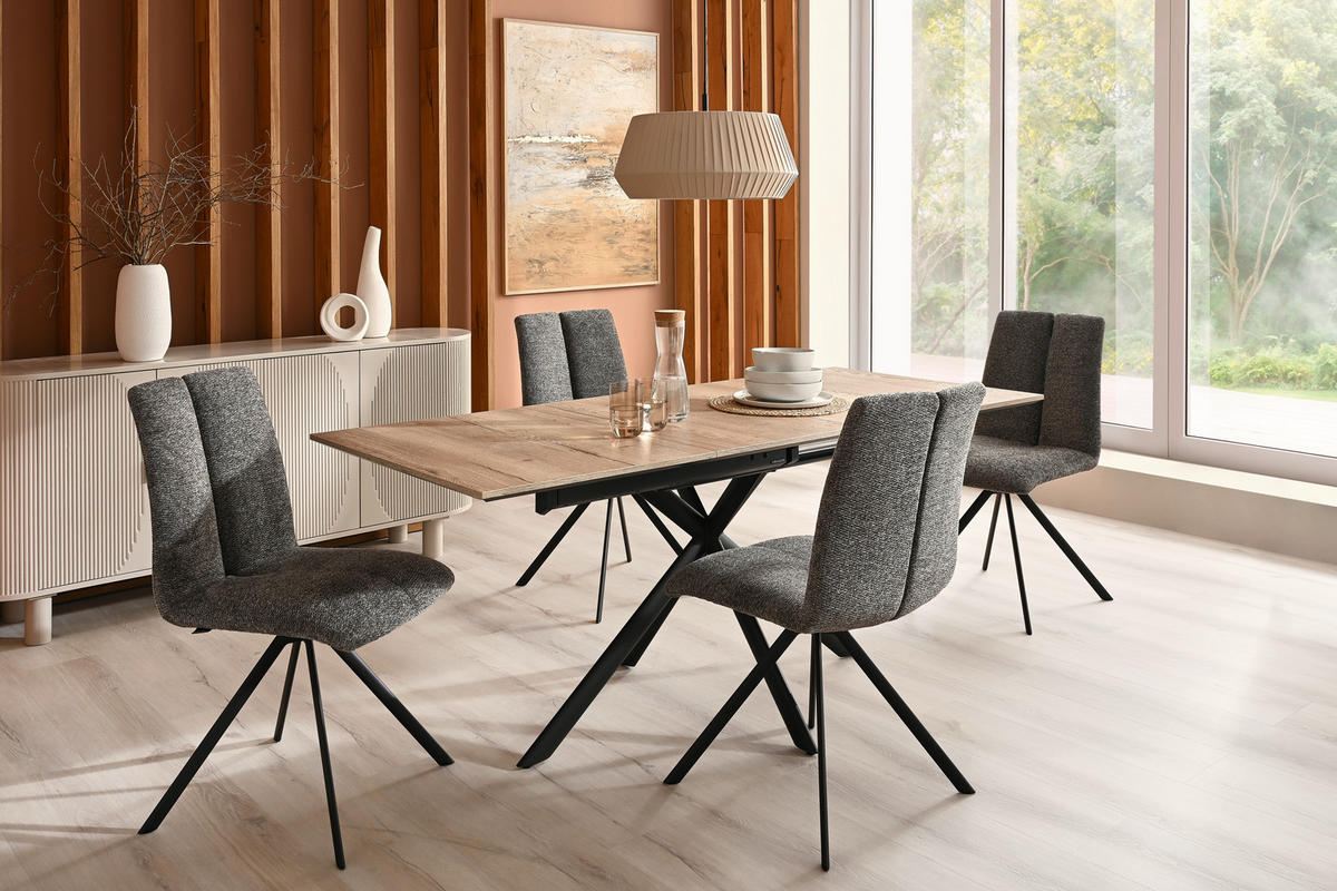 STUHL Stahl Webstoff  - Fango/Anthrazit, Design, Textil/Metall (50/92/64cm) - Venjakob